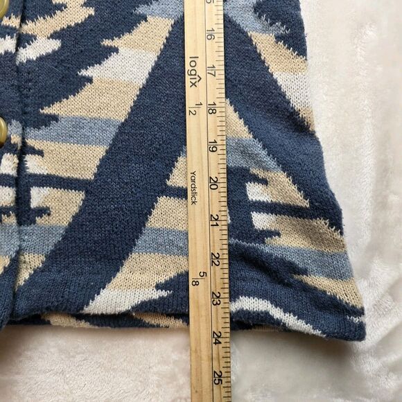 Chaps Women's Large Knit Western Weave Blue / White/ Creme Cardigan - Picture 8 of 8